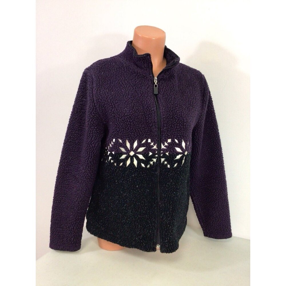 Fair Isle Retro Fleece Jacket Womens Small